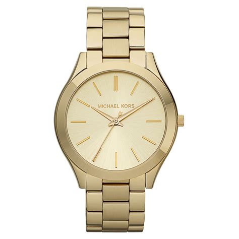 Women's Michael Kors Slim Runway Gold Tone Steel 